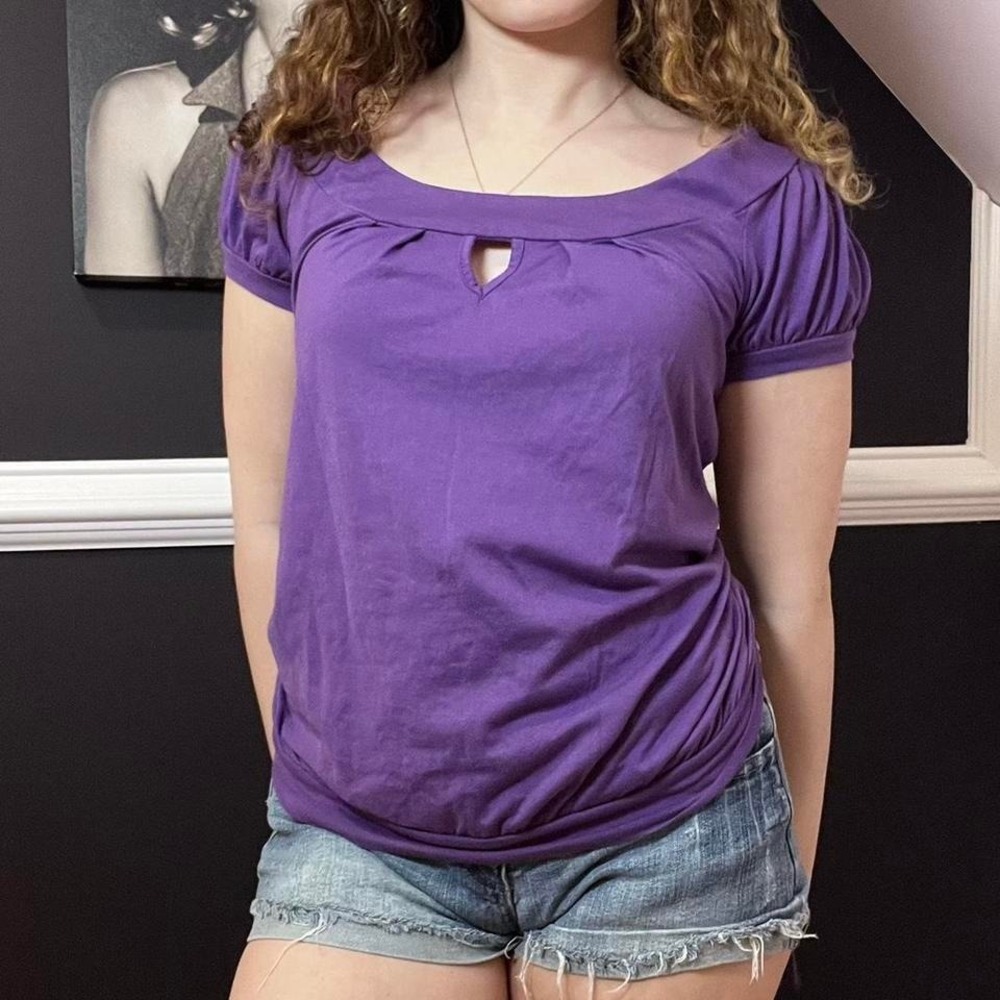 y2k purple puff sleeve top medium